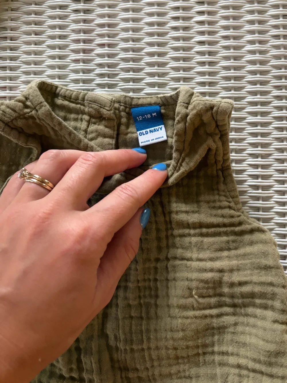Old Navy Olive Green Ruffle Hem Gauze Overall Top
